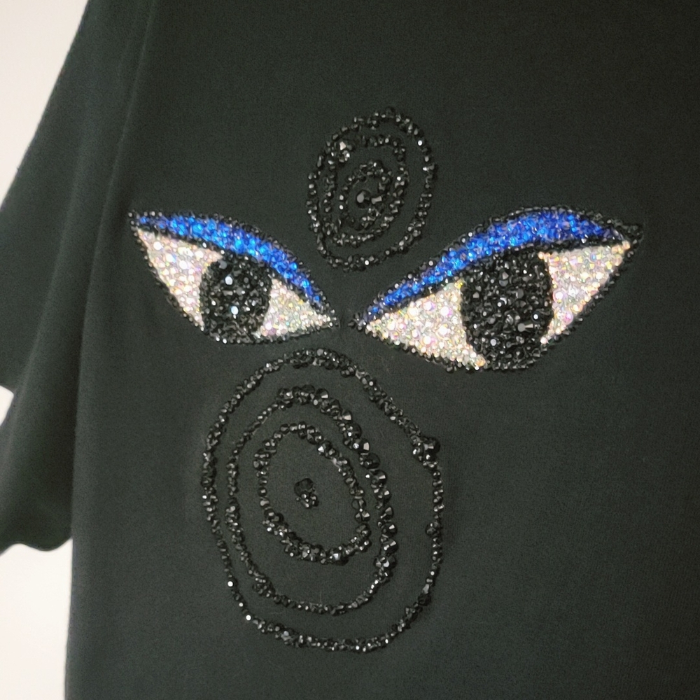 Embellished Black Graphic Tee
